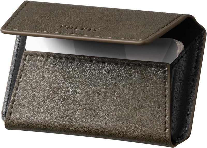 VULKIT حافظة بطاقات عمل جلدية للرجال، محفظة بطاقات عمل نحيفة، حافظة بطاقات الاسم، تحمل 20 بطاقة عمل زيتوني - Image 1